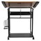 Emma and Oliver Adjustable Drawing and Drafting Table with Black Frame and Dual Wheel Casters